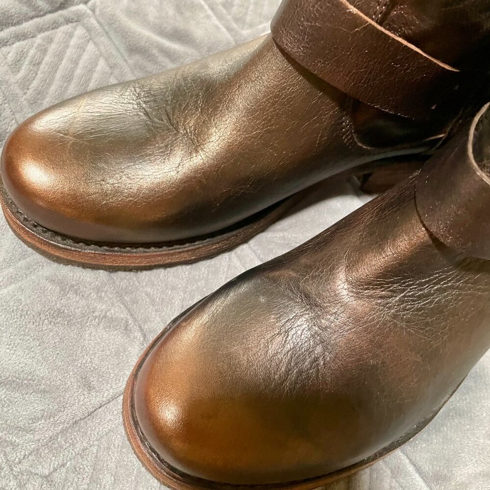 Frye Dark Brown Leather Harness Ankle Boots - Picture 6 of 7